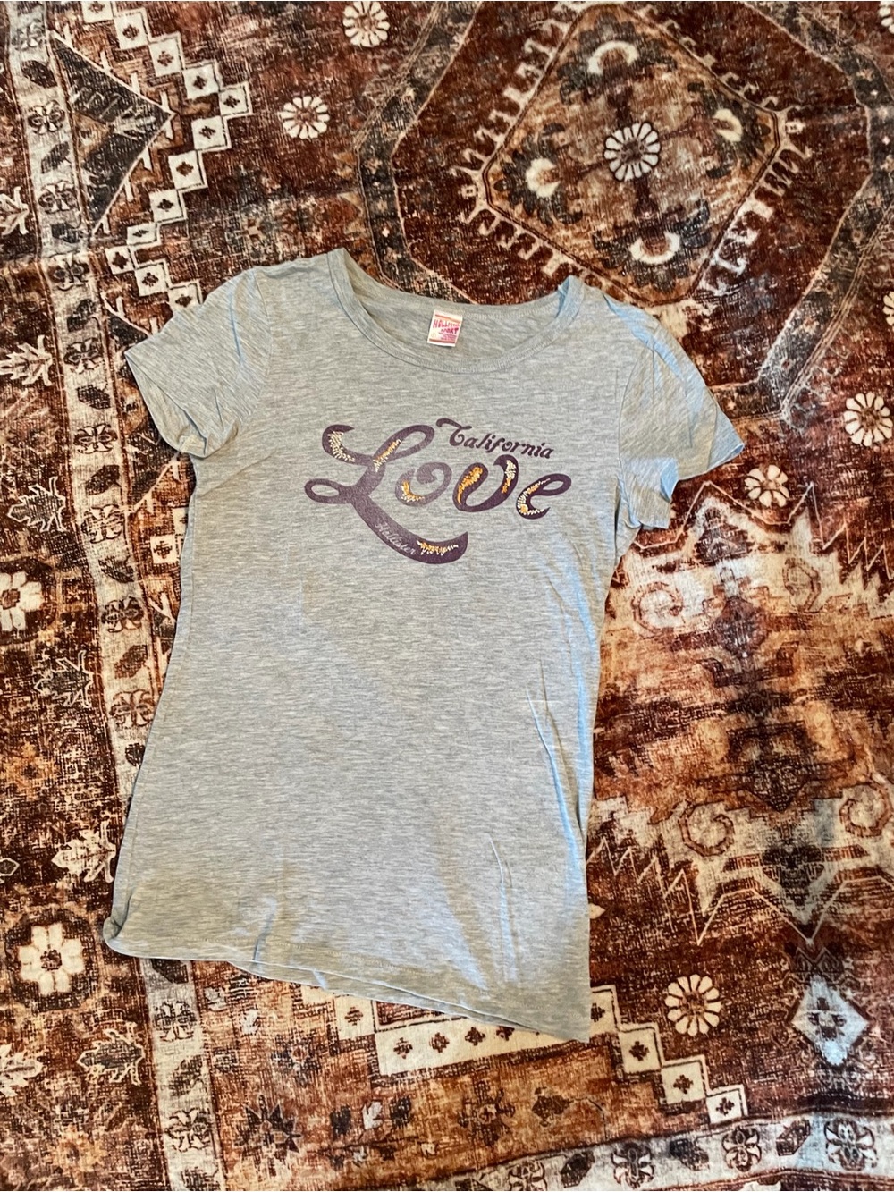 Hollister Gray 'Love California' Graphic Tee with Purple Accent